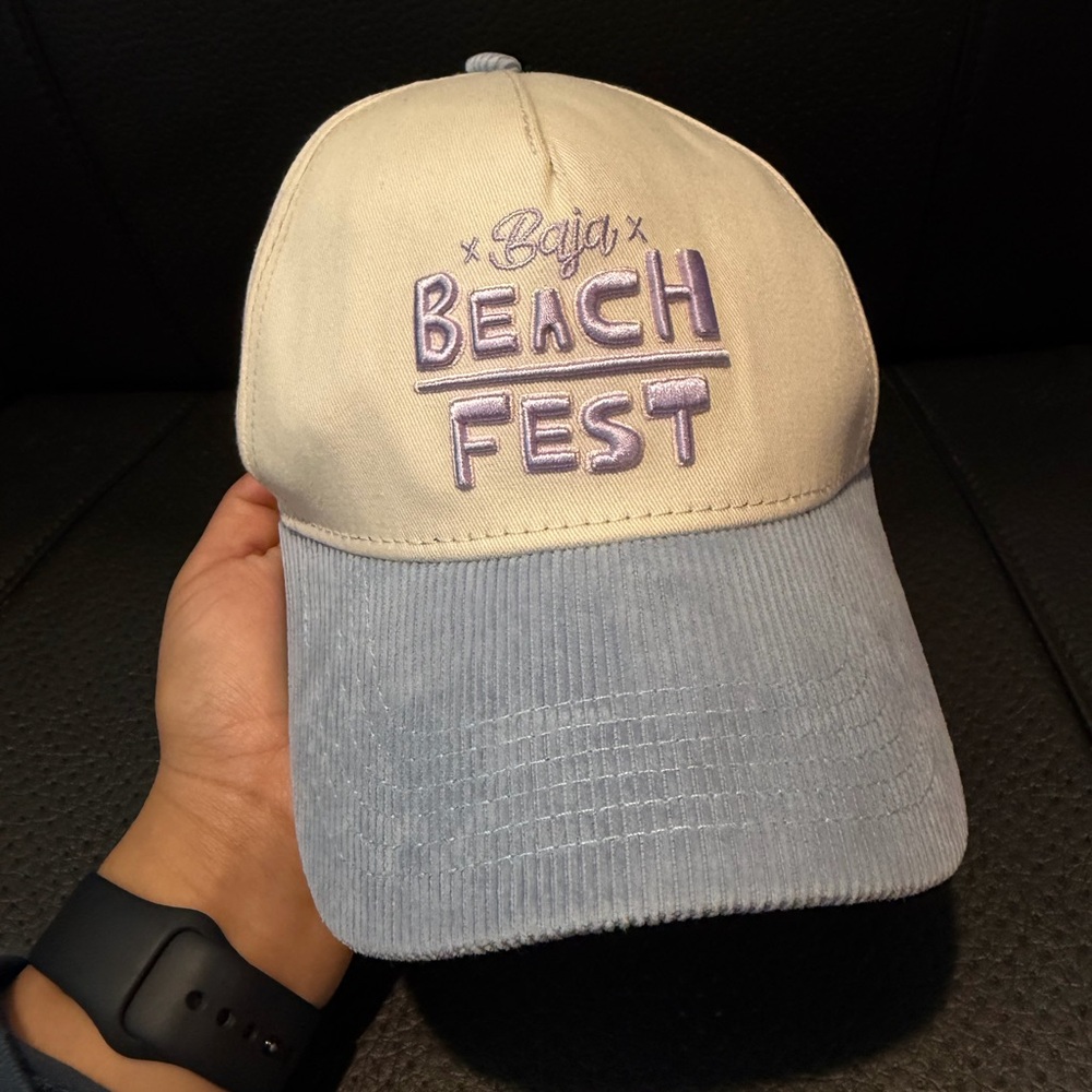 Baja Beach Fest Two-Tone Baseball Cap - Black, Cream & Light Blue